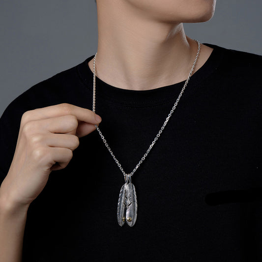 Style Sterling Sier Feather Thai Trendy Pendants