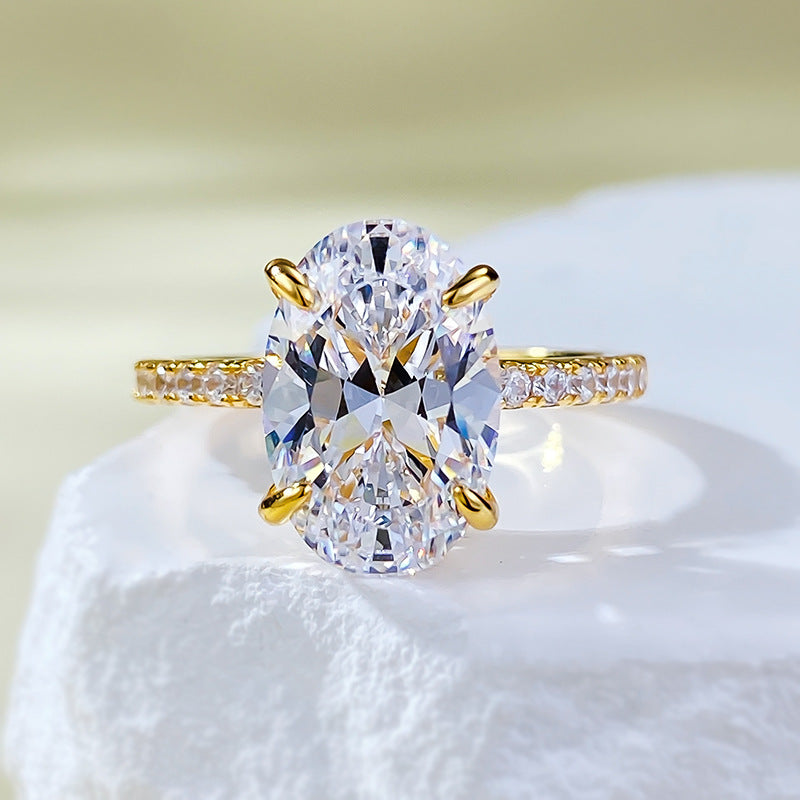 Jewelry Sier Plated Artificial Diamond Oval Rings