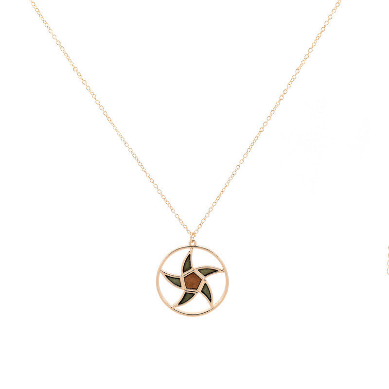 Design Popular Geometric Wood Color Contrast Patchwork Necklaces