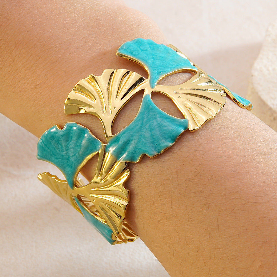 Steel Oil Dripping Cherry Special Interest Light Luxury Flowers Openings Bracelet