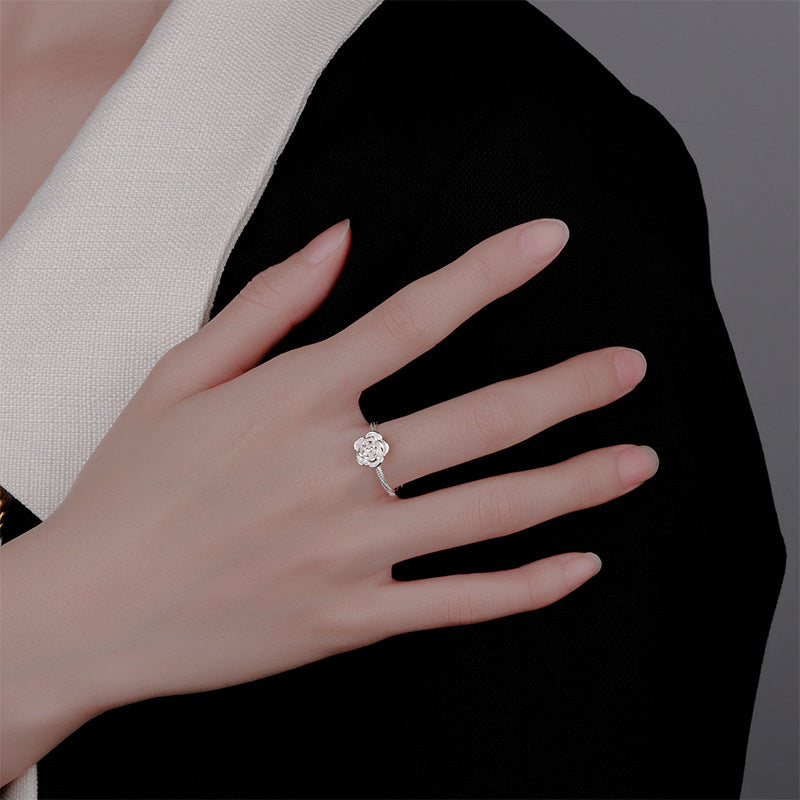 Sier Camellia Female True Love Rose Valentine's Day Rings