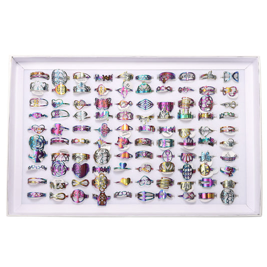 Stainless Steel Mixed Cutting Titanium Flower Rings