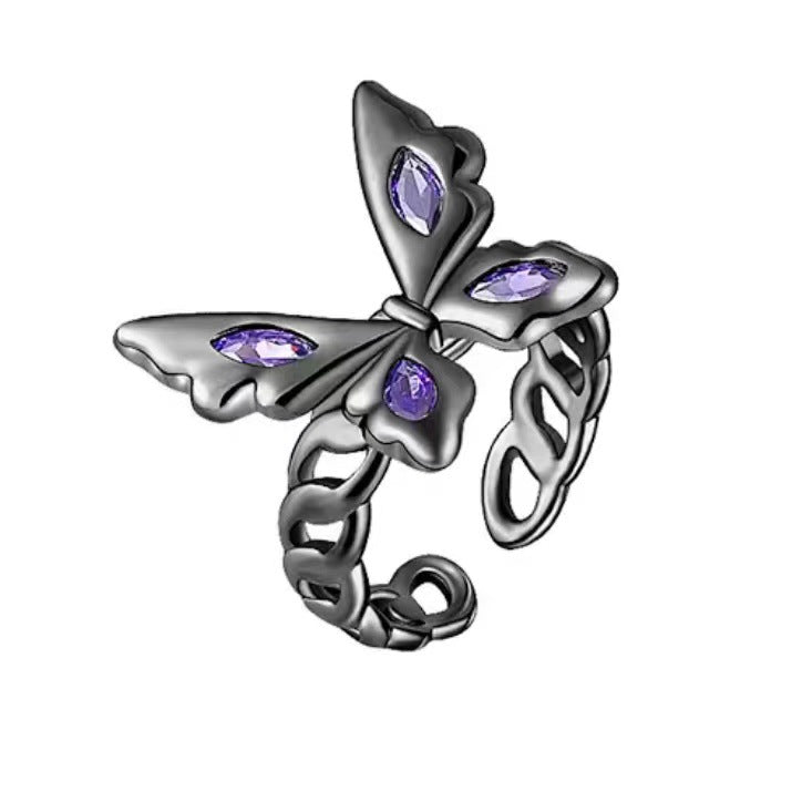 Cool Hot Purple Butterfly Opening Female Rings