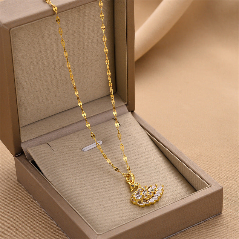 Steel Female Clavicle Chain Swan Clover Necklaces