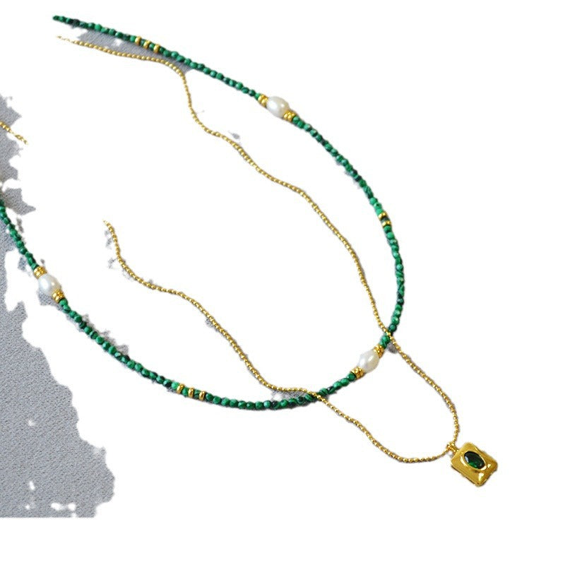 French Minority Literary Vintage Malachite Beaded Pendants