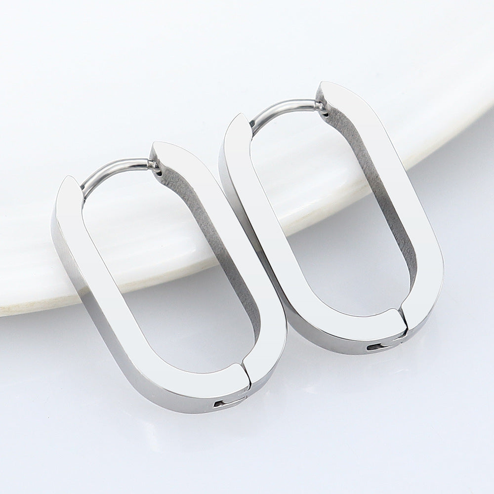Steel Geometric Personality Hexagon Ear Clip Simple Square Earrings