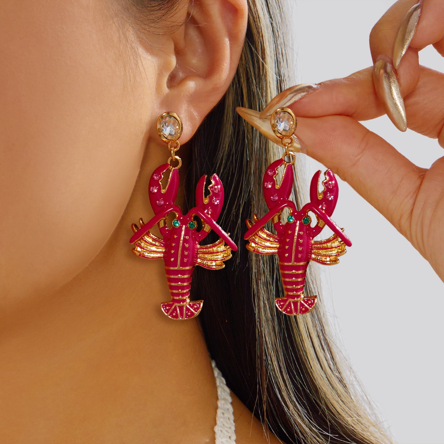 Exaggerated Lobster Personalized Trendy Ocean Vacation Earrings