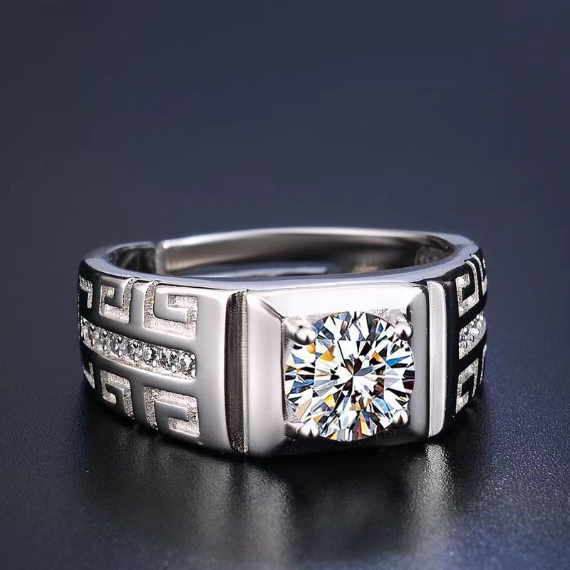 Women's & Men's Diamond Simulation Zircon Opening Wedding Gold Rings