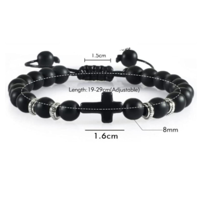 Men's Black Silk Frosted Woven Football Fashion Tigereye Bracelets