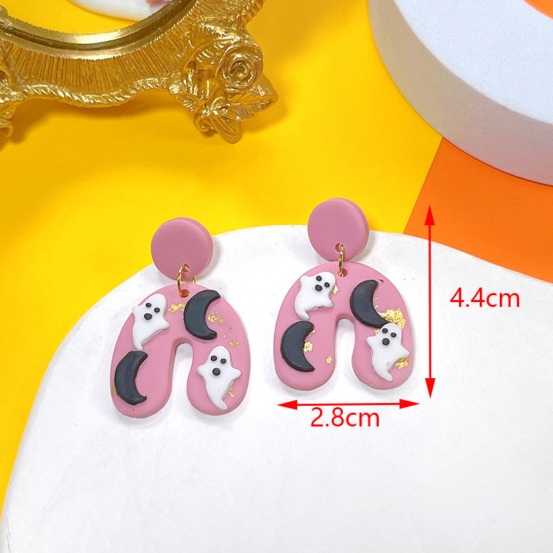 Clay Ear Hooks Female Funny Ghost Earrings