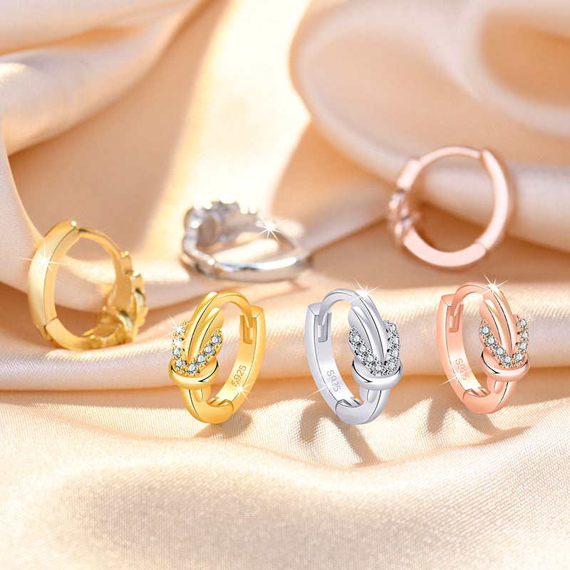 Knotted Circle Ear Clip Simple Elegant Stud Earrings