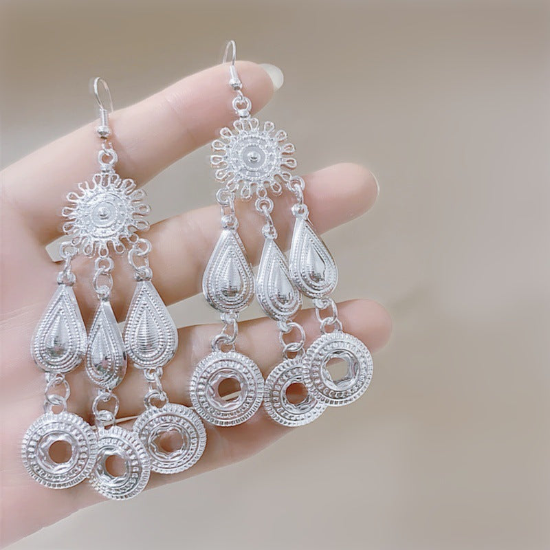 Sun Drum Fresh Flower Bohemian Ethnic Style Earrings