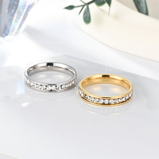 Titanium Steel Starry Diamond Rhinestone Stainless Rings