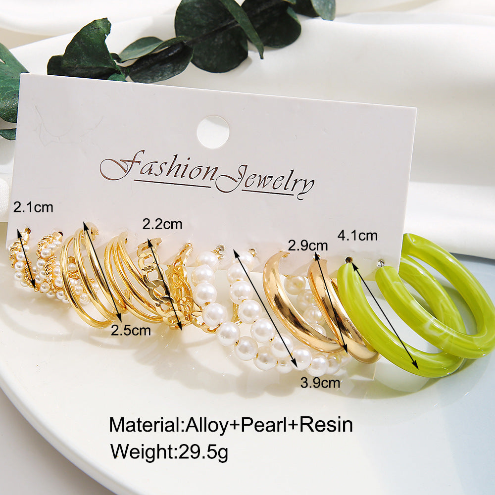 Creative Geometric Retro Imitation Pearl Hepburn Style Earrings