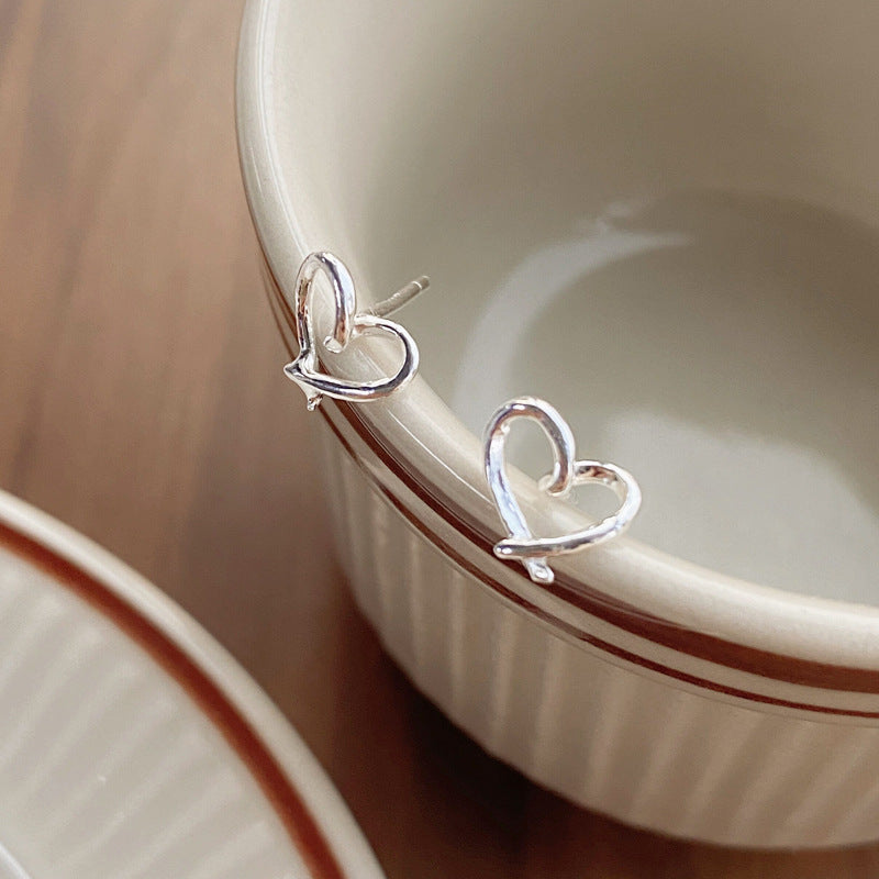 Women's For Simple Compact Love Heart Niche High Earrings