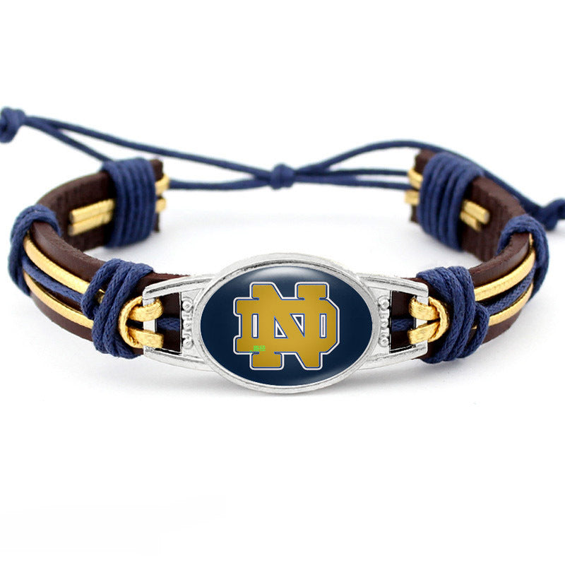 College Team Cowhide Woven Georgian Bulldog Bracelets