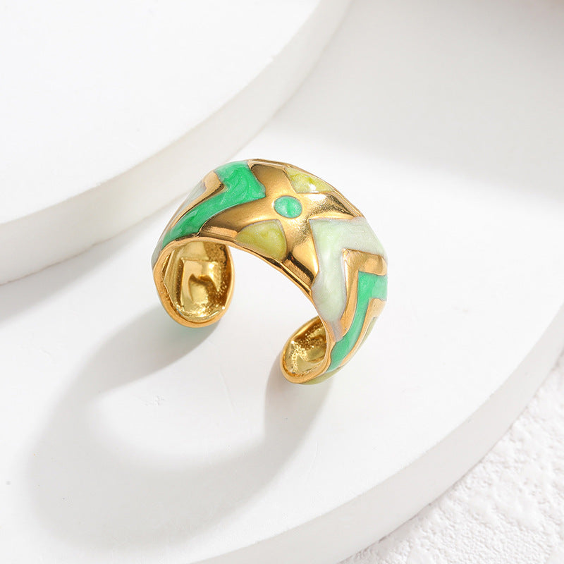 Geometric Irregular Lines Drip Open Fashion Titanium Rings
