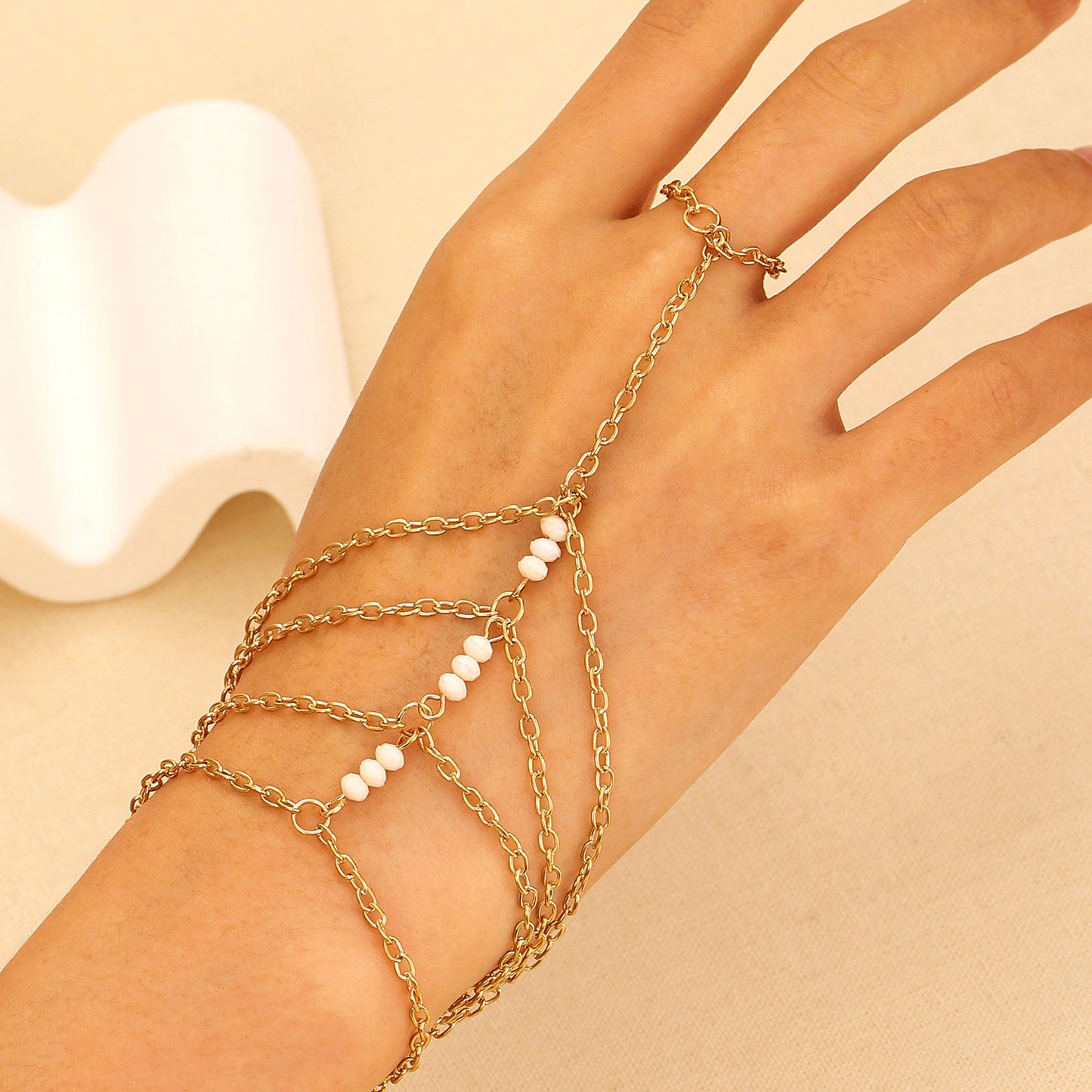 Butterfly Love Pearl Finger Hip Hop Exaggerated Bracelets