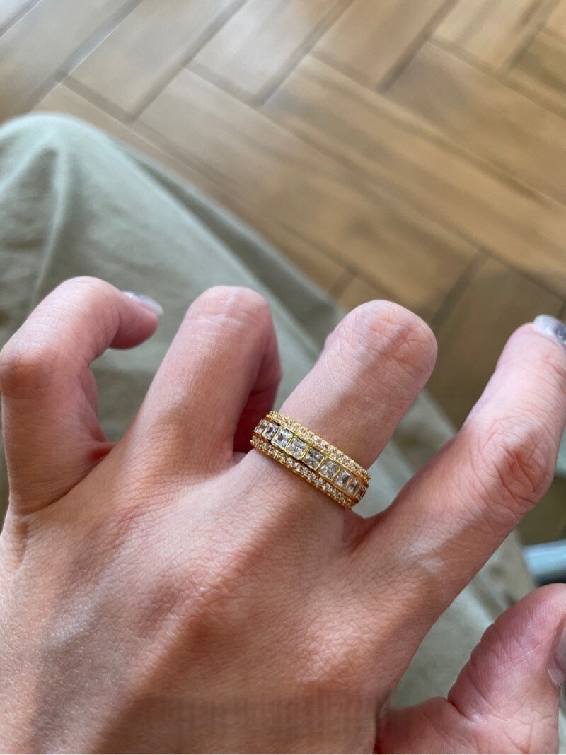 Money Style Square Diamond Gang Drill Rings