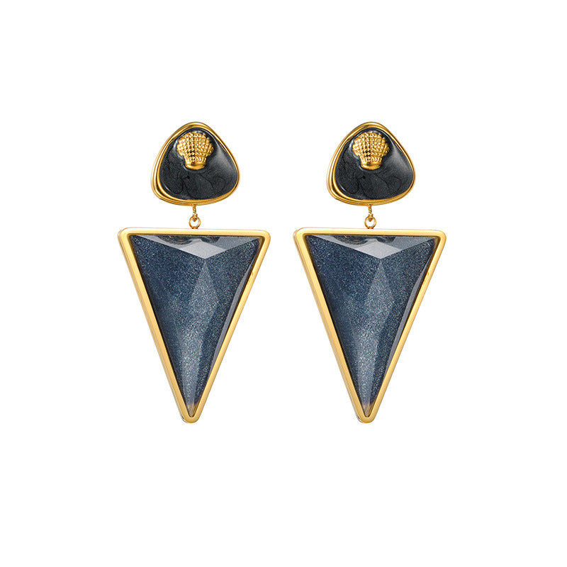 Women's Steel Gold Geometric Triangle Light Luxury High-grade Earrings
