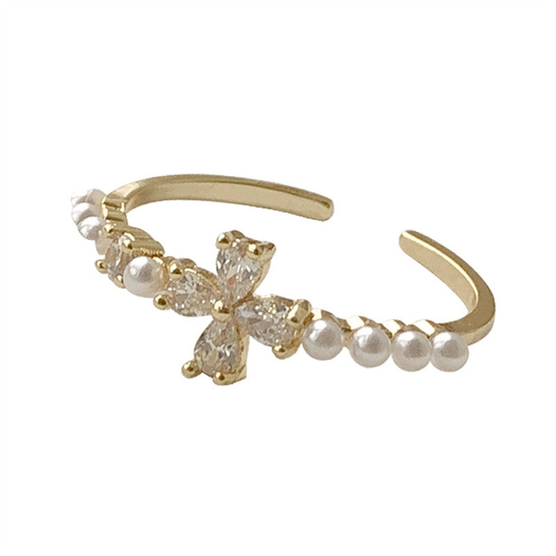 Female Tide Pearl Flower Index Finger Rings