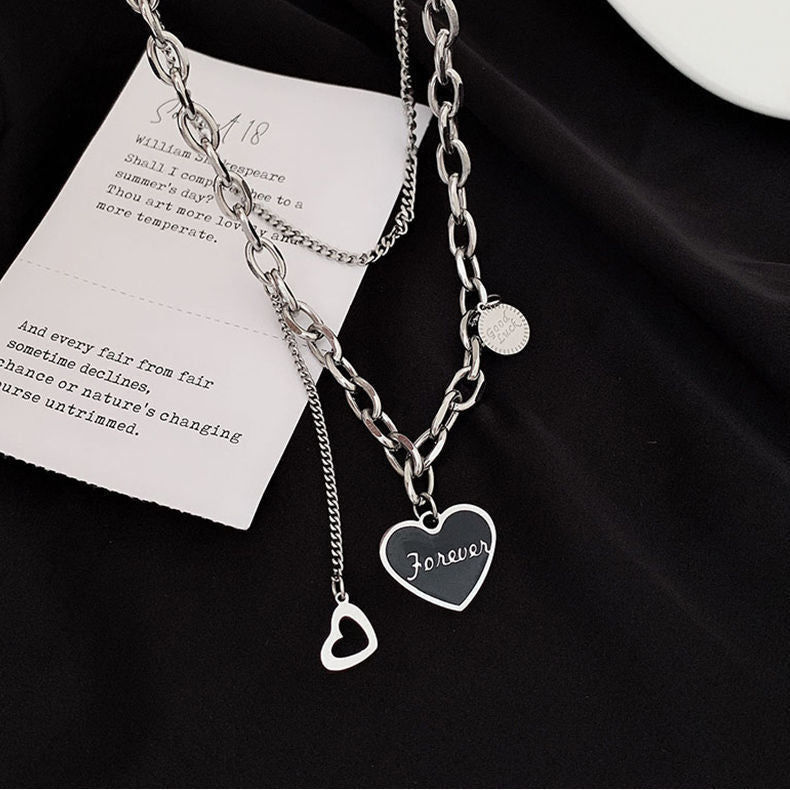 Titanium Steel Mosaic Heart Love Female Necklaces