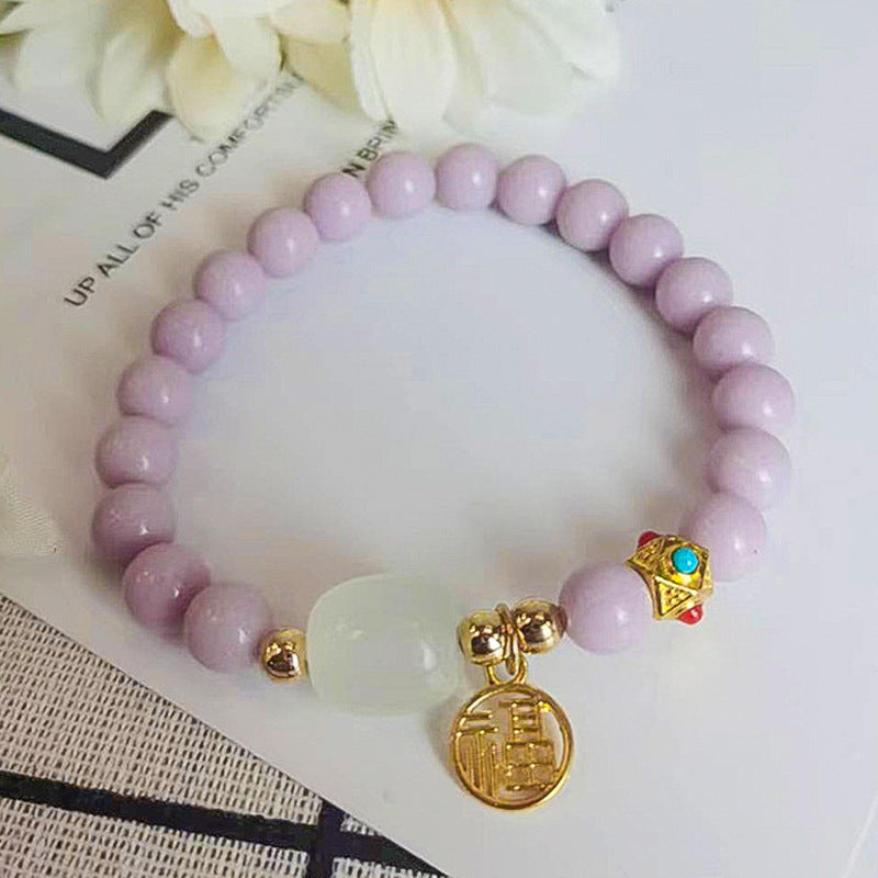 Fu Character Stall Live Gift Imitation White Jade Bracelets