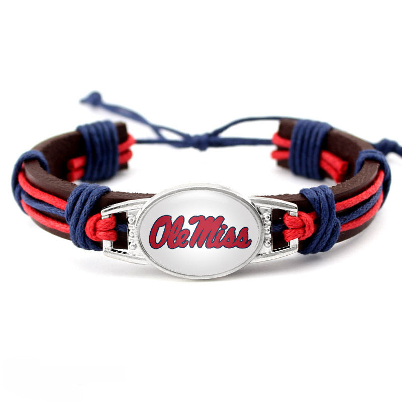 College Team Cowhide Woven Georgian Bulldog Bracelets