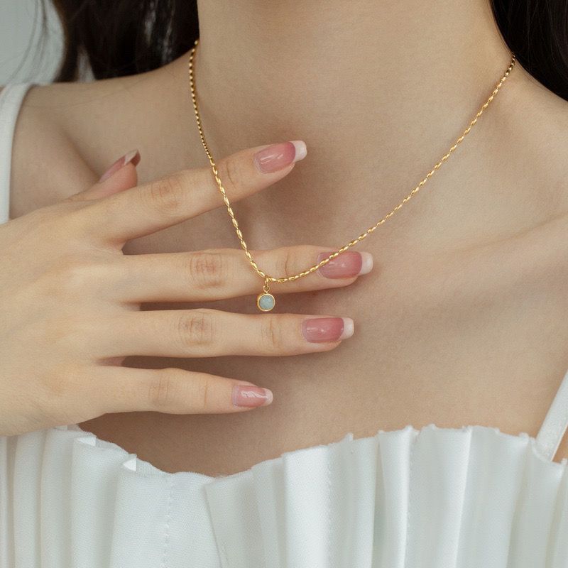 Women's Gold Rice Design For Light Luxury High-grade Aventurine Necklaces