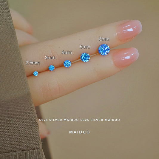 Sky Blue Sea Shining Diamond Zircon Inlaid Earrings