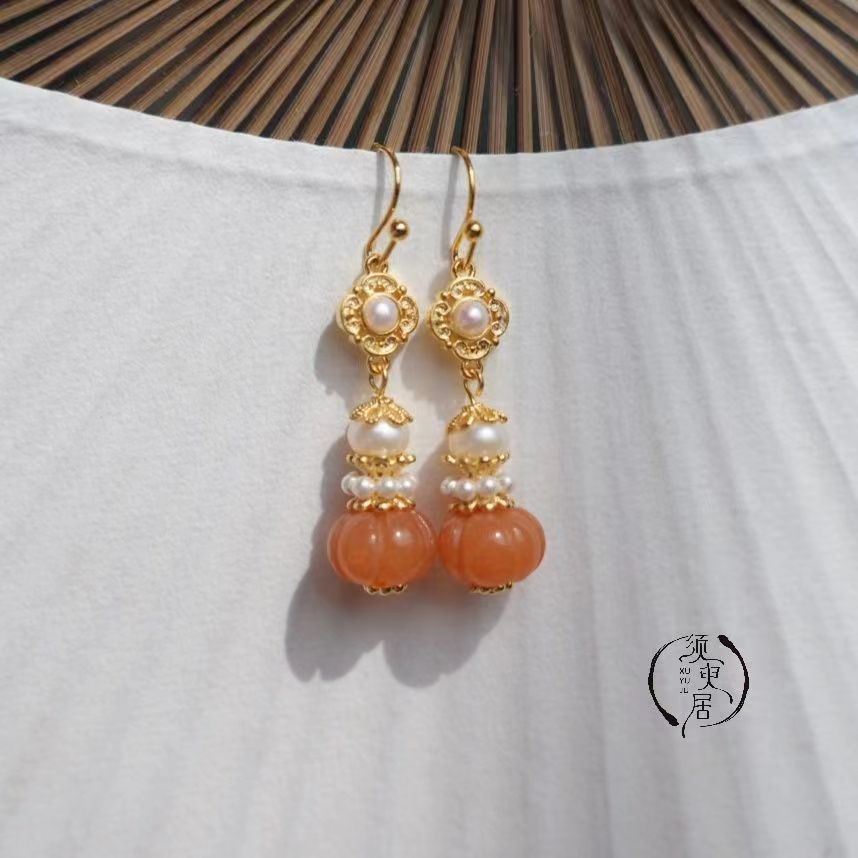 Court Style Orange Niche Design Advanced Earrings