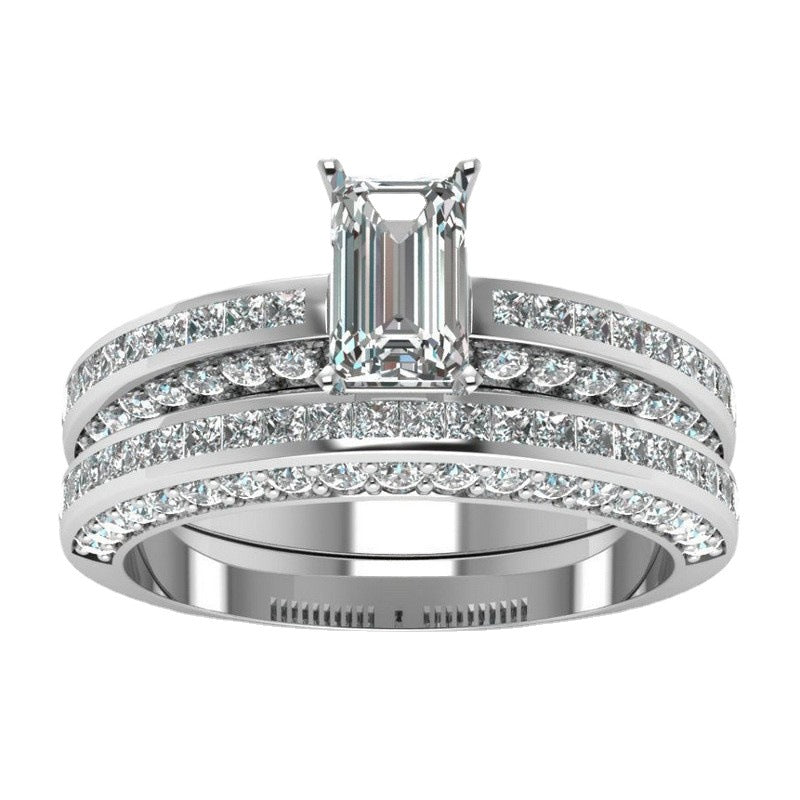 Women's Electroplating Inlaid Zircon Couple Set Fashion Rings