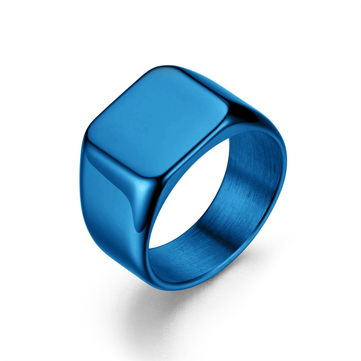 Men's Retro Solid Full Glossy Seal Square Rings