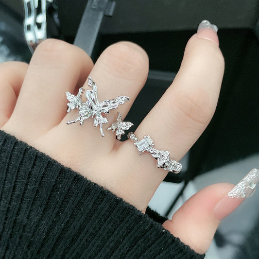 Women's Texture Simple Butterfly Opening Unique Personalized Rings