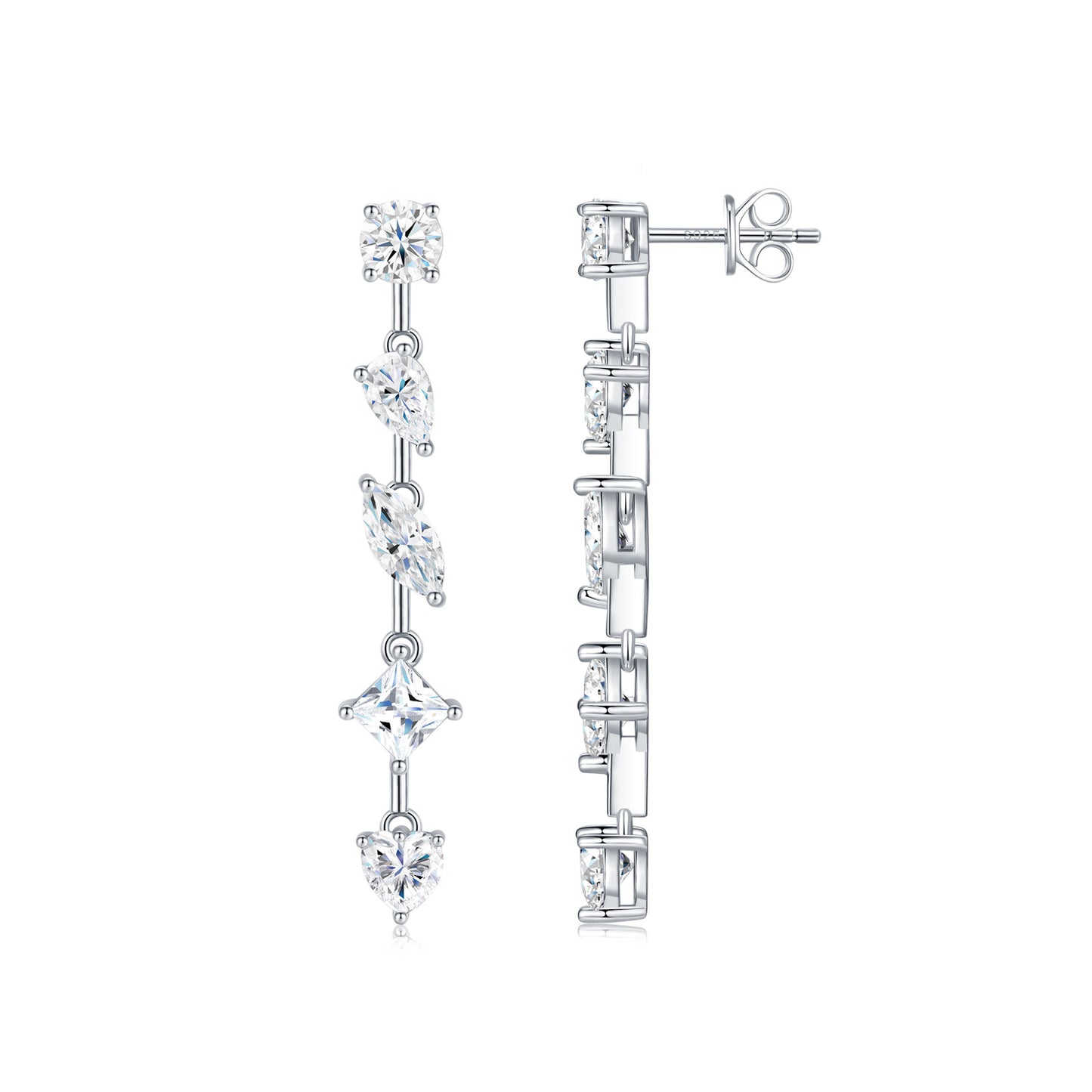 Moissanite Long Delicate Sterling Sier Light Rings