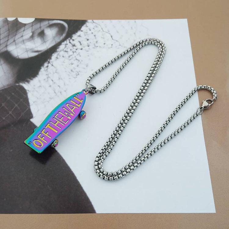 Children's Color Letters Skateboard Trendy Street Personality Necklaces