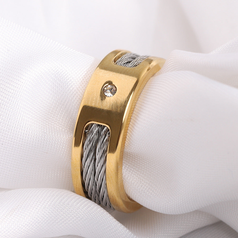 Women's Cable Steel Wire Glossy Stainless Fashion Rings