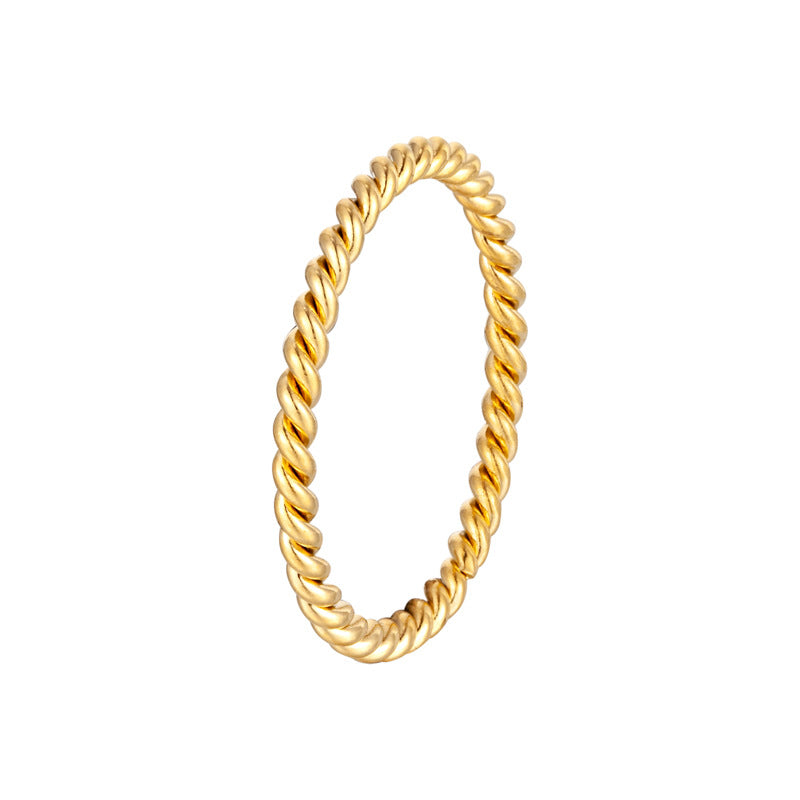 Twist Gold-plated Niche Twisted Female Titanium Rings