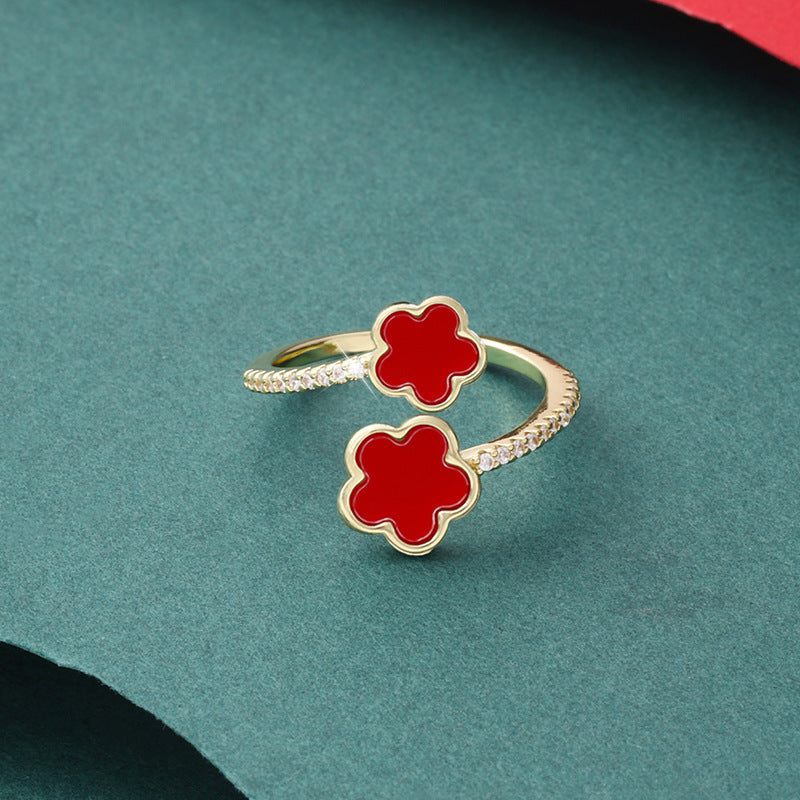 Five Petal Flower Open Female Xi Lucky Parthenocissus Rings