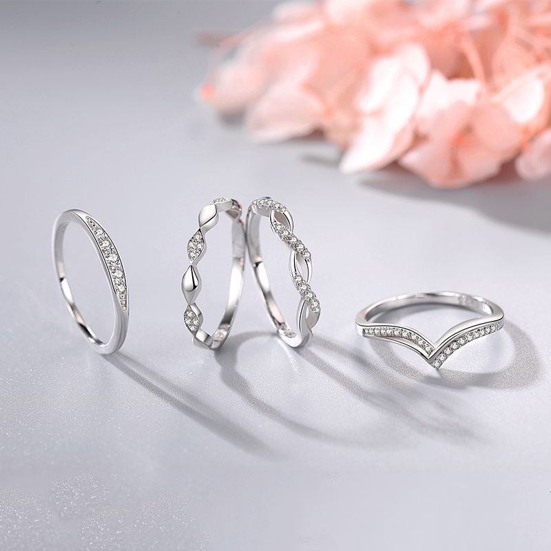 Simple Rhinestone Index Finger Twin Opening Rings