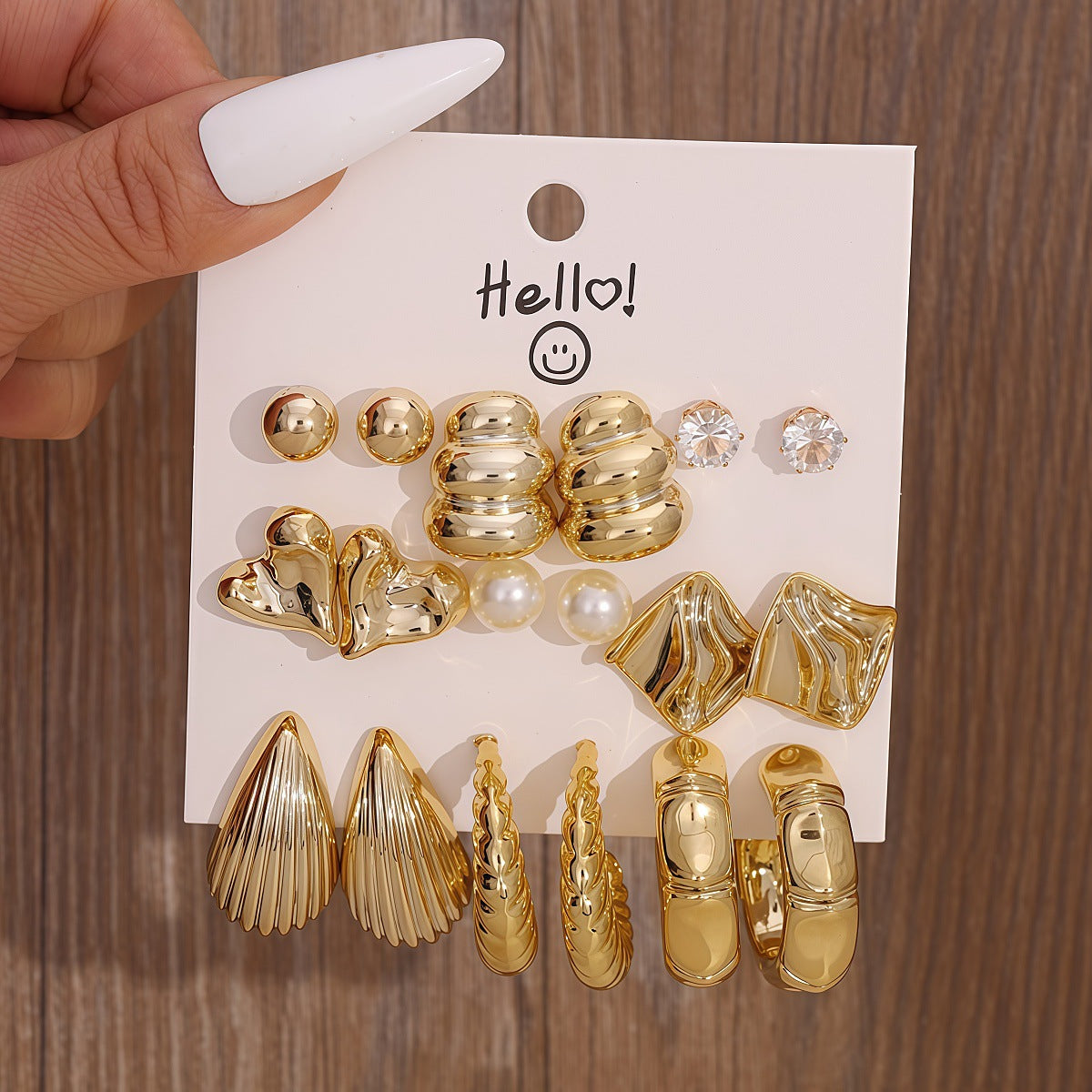 Pairs Storage Combination Versatile Geometric Frosty Earrings