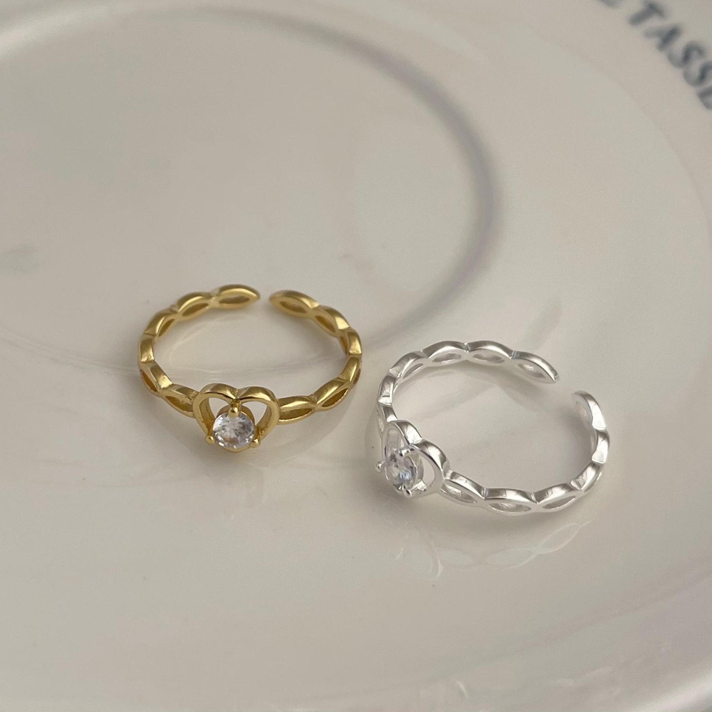 Fan Korean Jewelry Heart-shaped Zircon Sterling Rings