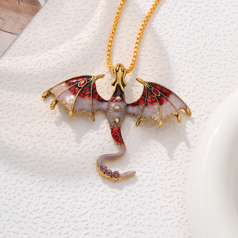 Drop Oil Cartoon Flying Dragon Shape Fashion Necklaces