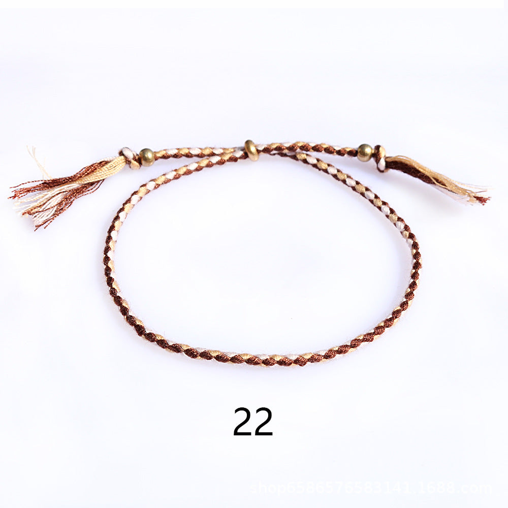 Women's & Men's Colorful Cotton String Friendship Copper Bead Bracelets