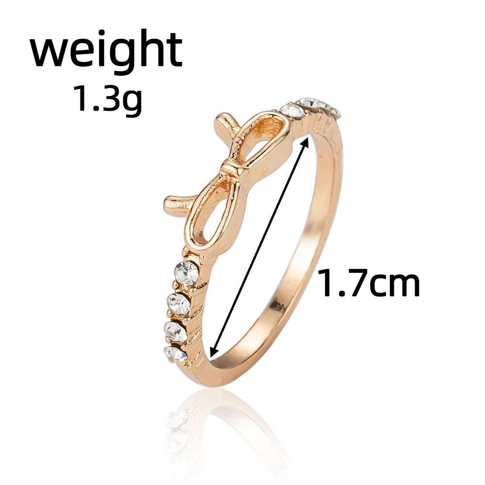 Fashion Simple Spot Drill Bow Single Rings