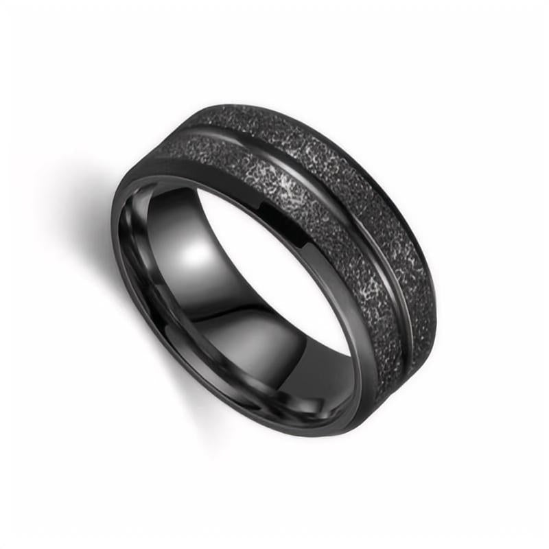Women's & Men's Jewelry Stainless Steel Grinding Pearl Sand Simple Rings