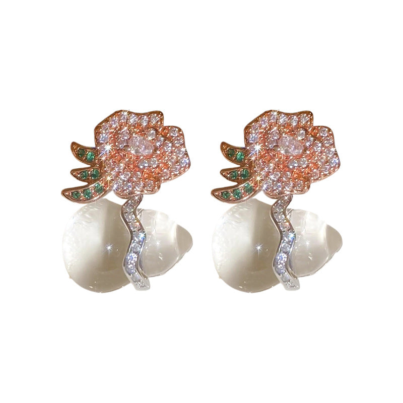 Diamond Gourd Flower Chinese Style Unique Design National Earrings