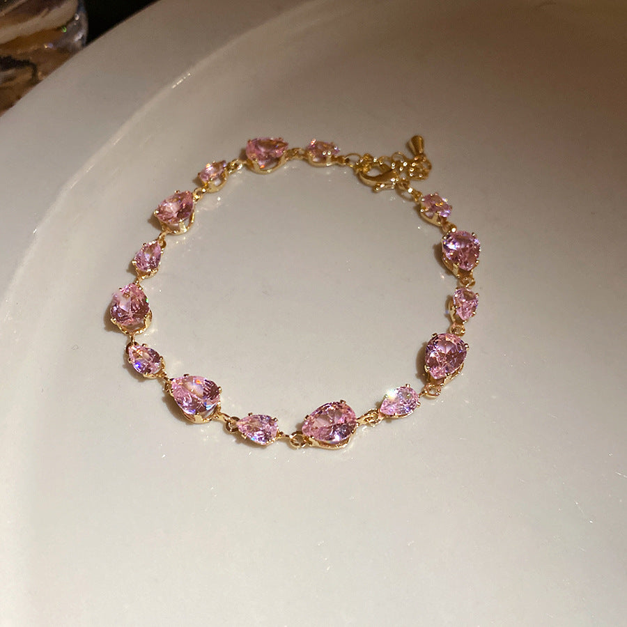 Vintage Zircon Oval Personalized Palace Style Light Luxury High Sense Bracelet