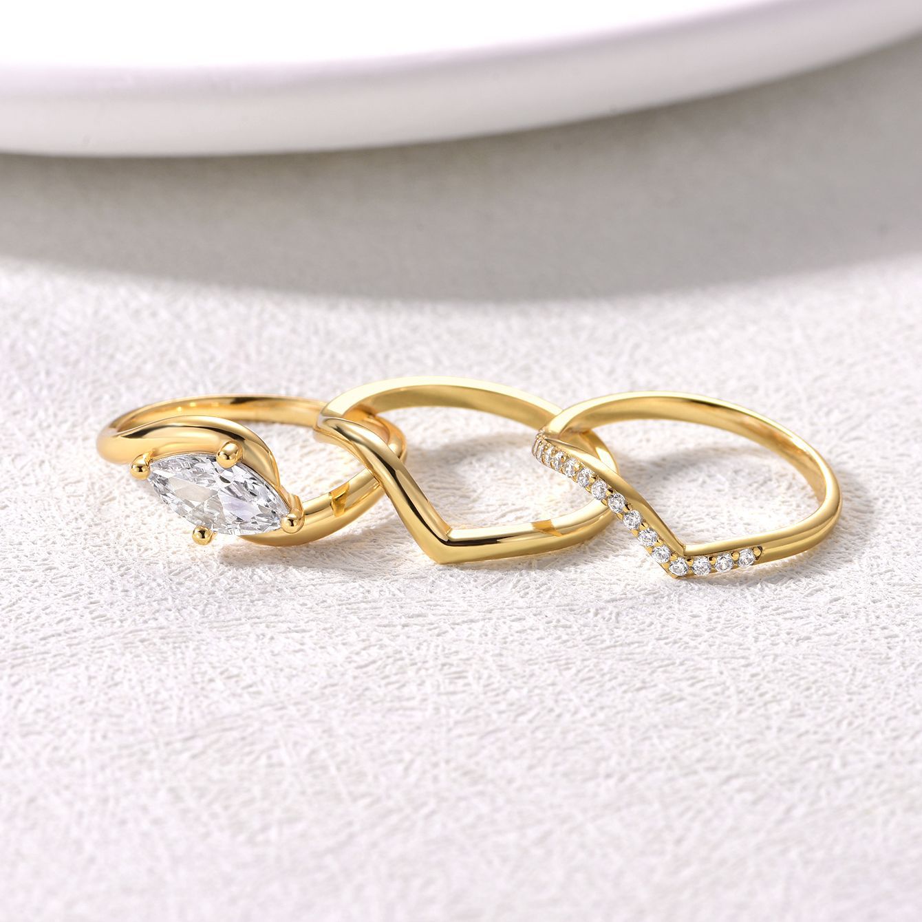 Comfortable Attractive Sier Moissanite Horse Three-piece Rings