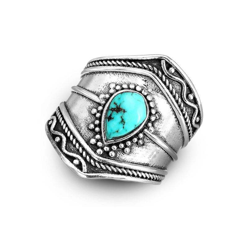 Bohemian Style Turquoise Irregular Personality Drop-shaped Rings